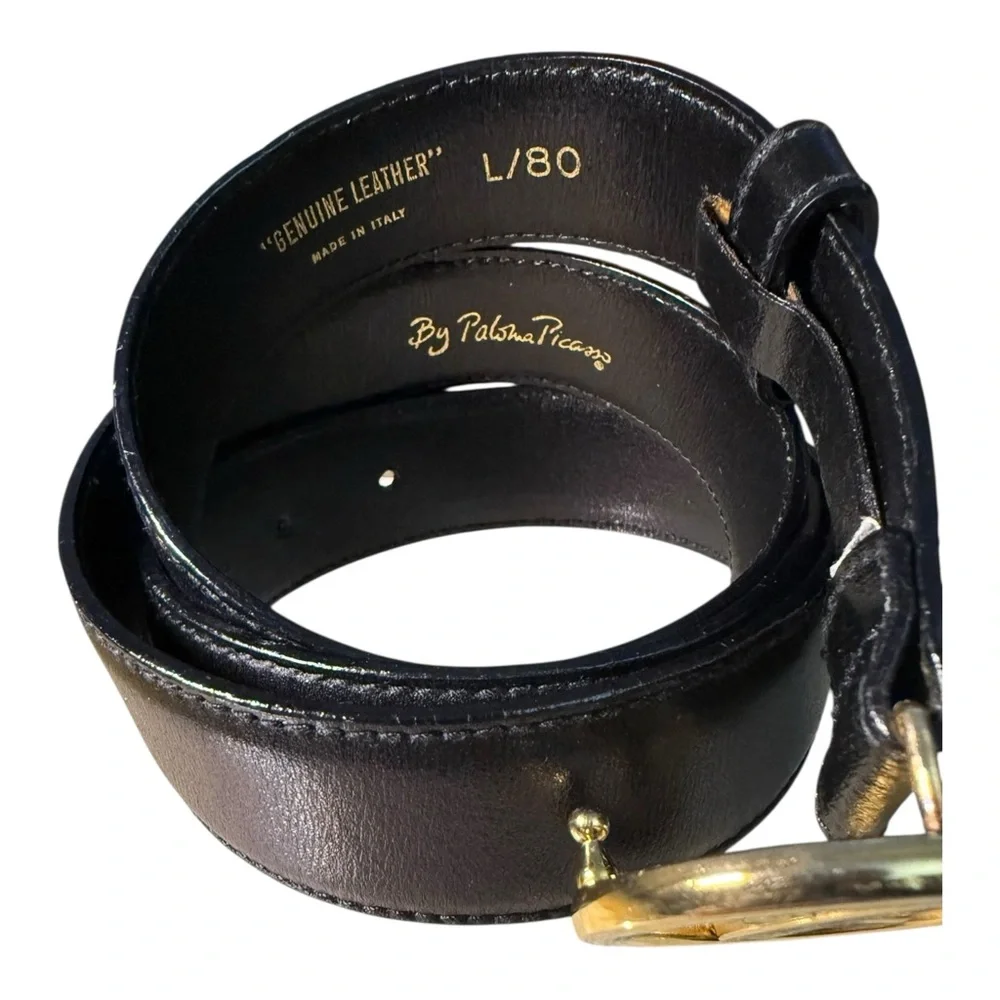 Paloma Picasso Black‎ Belt with Gold Buckle L/80